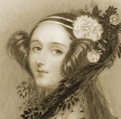 Sepia Portrait of Augusta Ada King (1815 - 1852), Countess of Lovelace by Alfred Edward Chalon